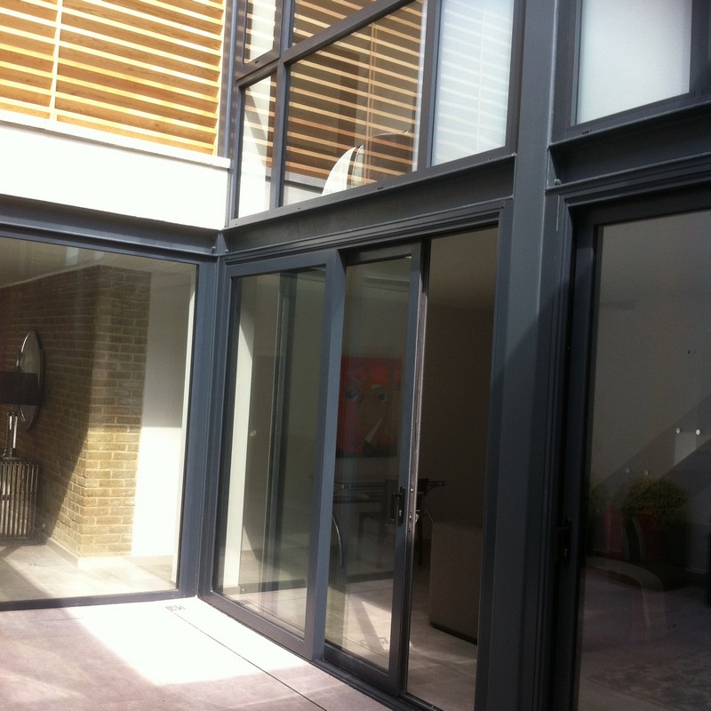 Anthracite aluminium sliding patio doors fitted in Hanwell